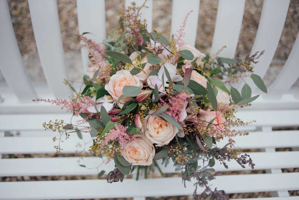 image elopement florist amanda randall bridal bouquet blush roses pink astilbes