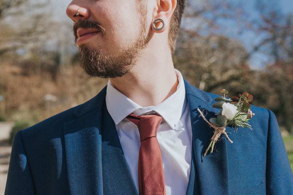 real elopement groom and buttonhole