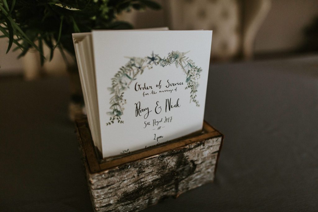 amy & nick august 2017 ceremony cards