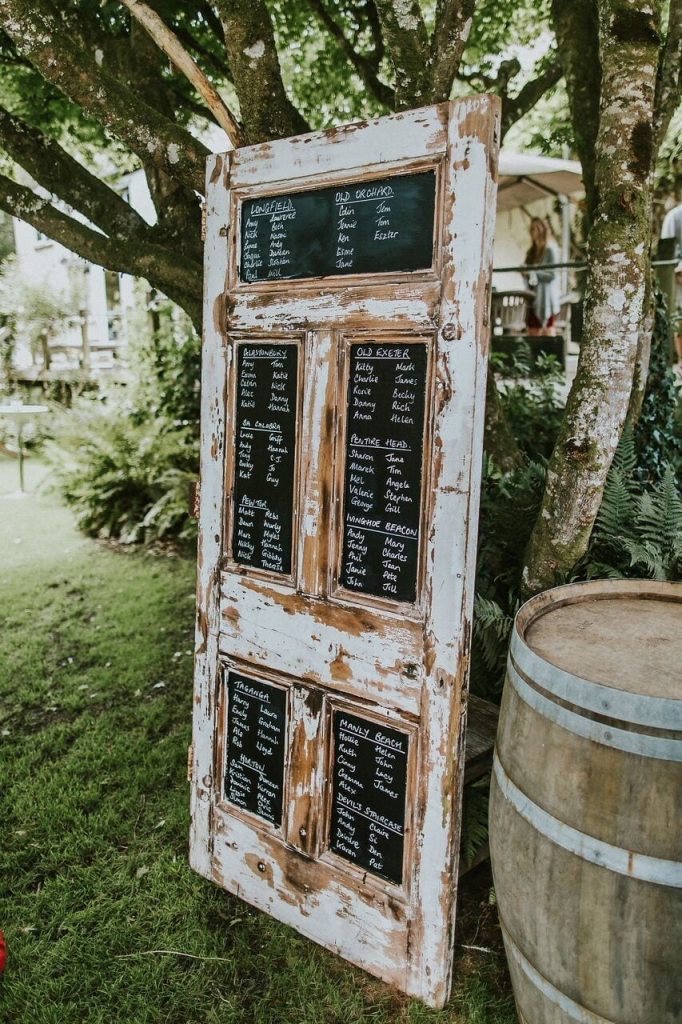 table plan at ever after salvaged door