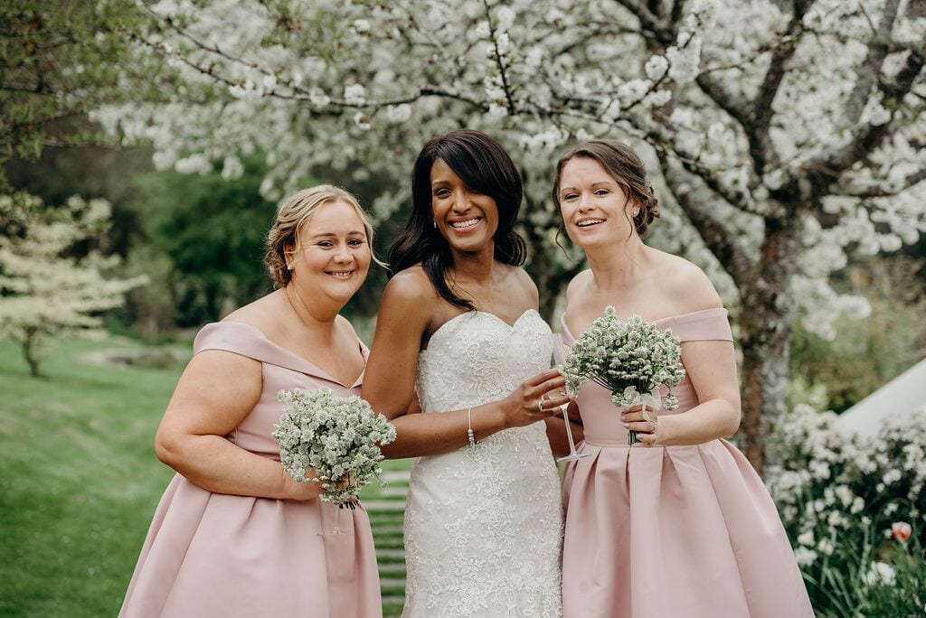 bride and her two bridesmaids 