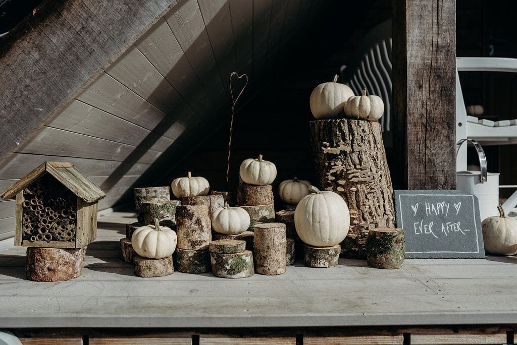 autumn styling above wedding barn