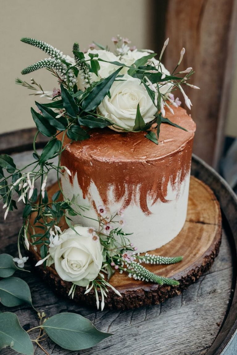 more cake elopement wedding cake inspiration ever after blog rose gold icing effect