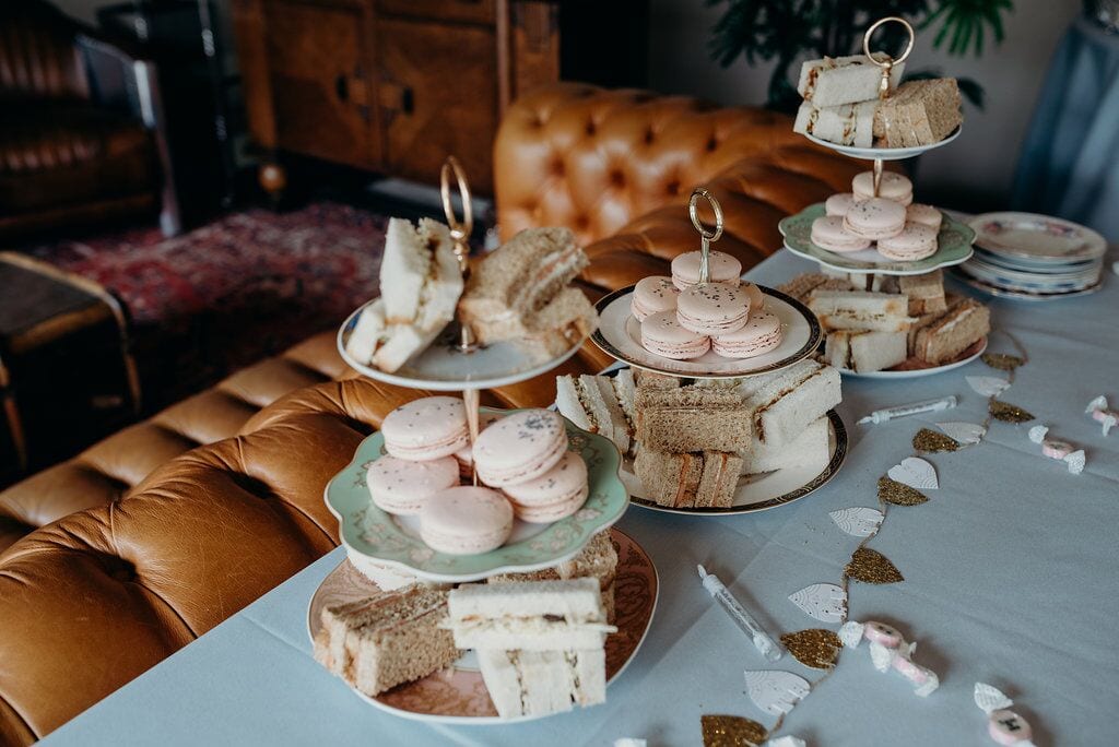 selection of elopement afternoon tea cakes and sandwiches 
