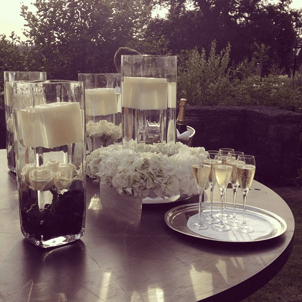 Champagne and hydrangeas at the Niemierko Summer Social Coworth Park 