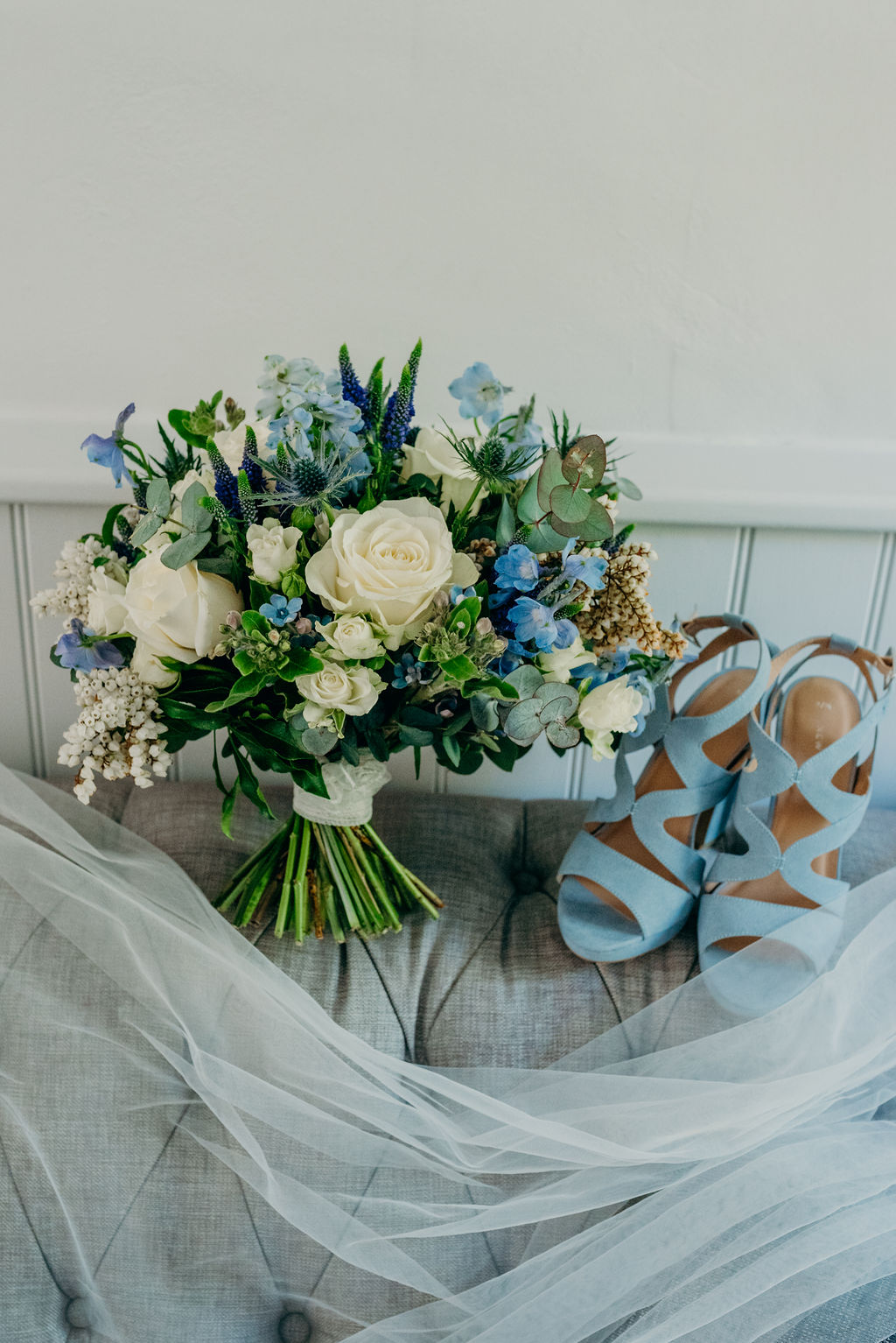 something blue, tradition, flowers, bouquet, veil, shoes, heels, baby blue, beautiful, details