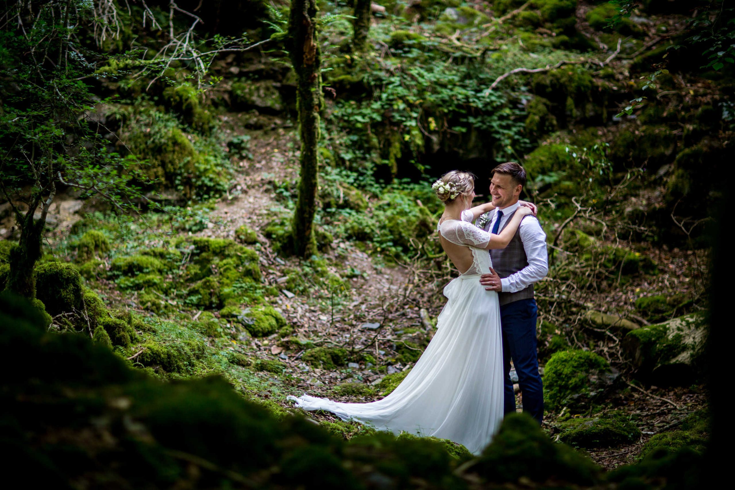 Ever After real wedding bride groom dartmoor woodland 