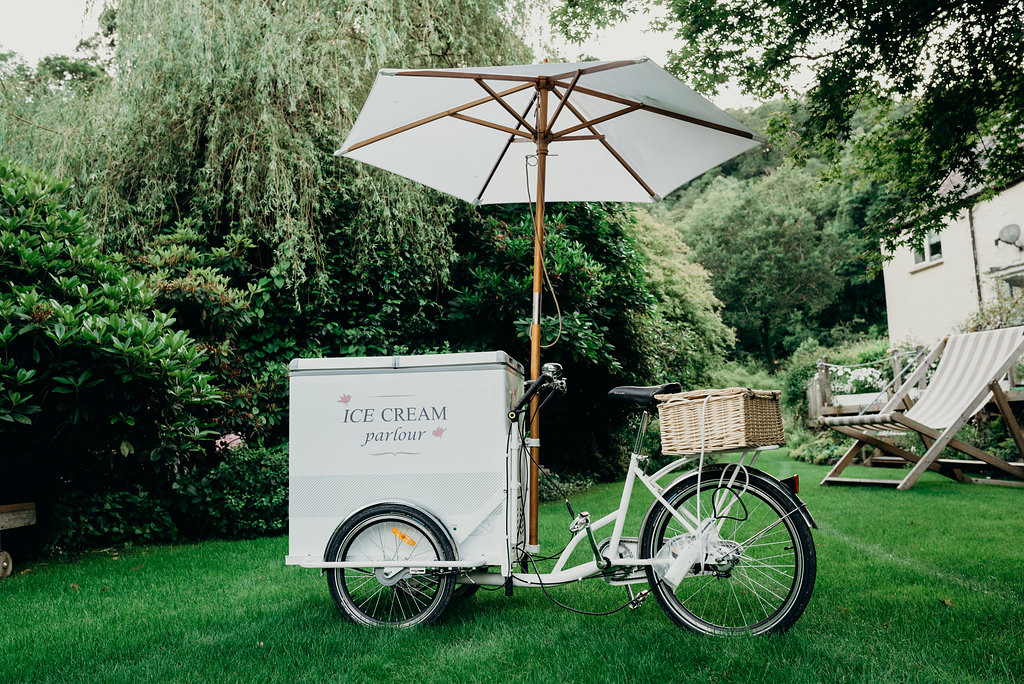 ice cream trike, vintage, brolly, umbrella, waffle cones, popsicles, alcoholic ice lolly's, ever after, lower grenofen