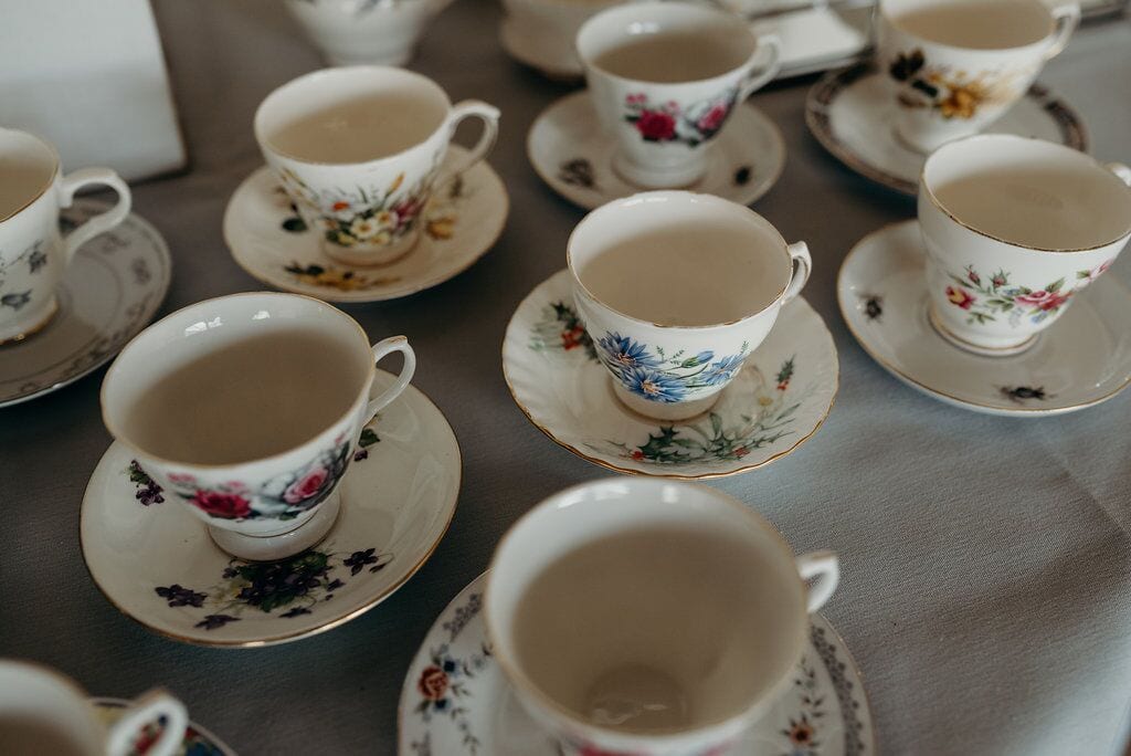 elopement wedding vintage teacups